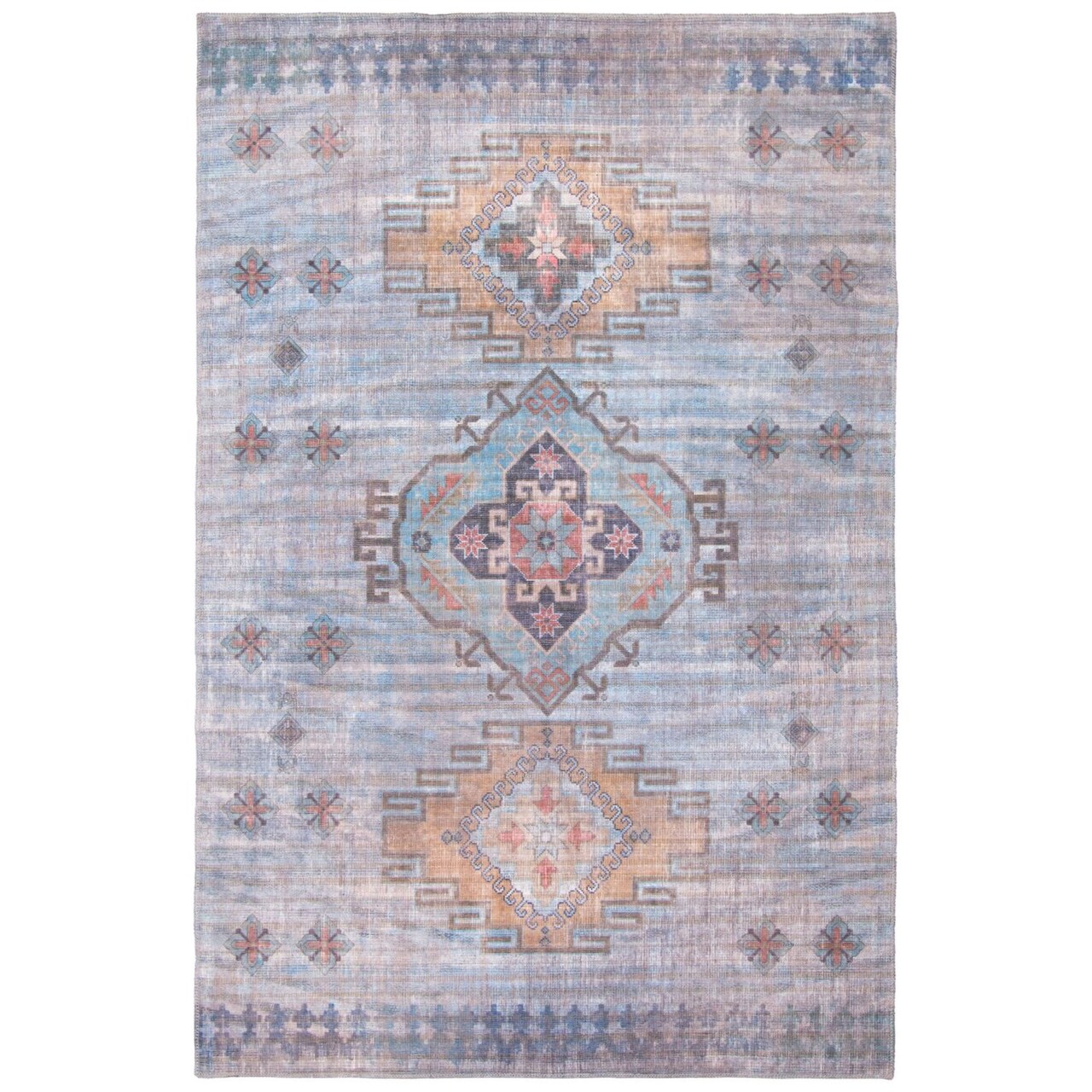 Chaudhary Living 5' x 8' Geometric Medallion Area Throw Rug - Blue